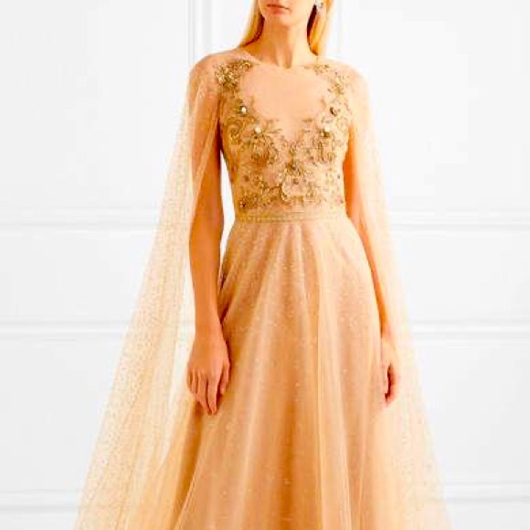 Marchesa Notte Dresses & Skirts - Marchesa Notte Embellished Glittered Tulle Gown-Blush Sz 16